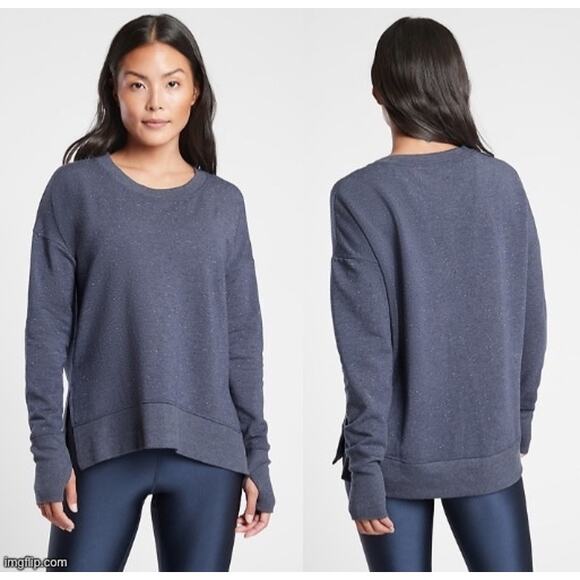 Athleta Women's Small Dusty Navy Textured Balance Pullover L/S Sweatshirt - Picture 1 of 9
